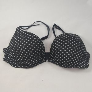 Black and white polka dot push up bra
